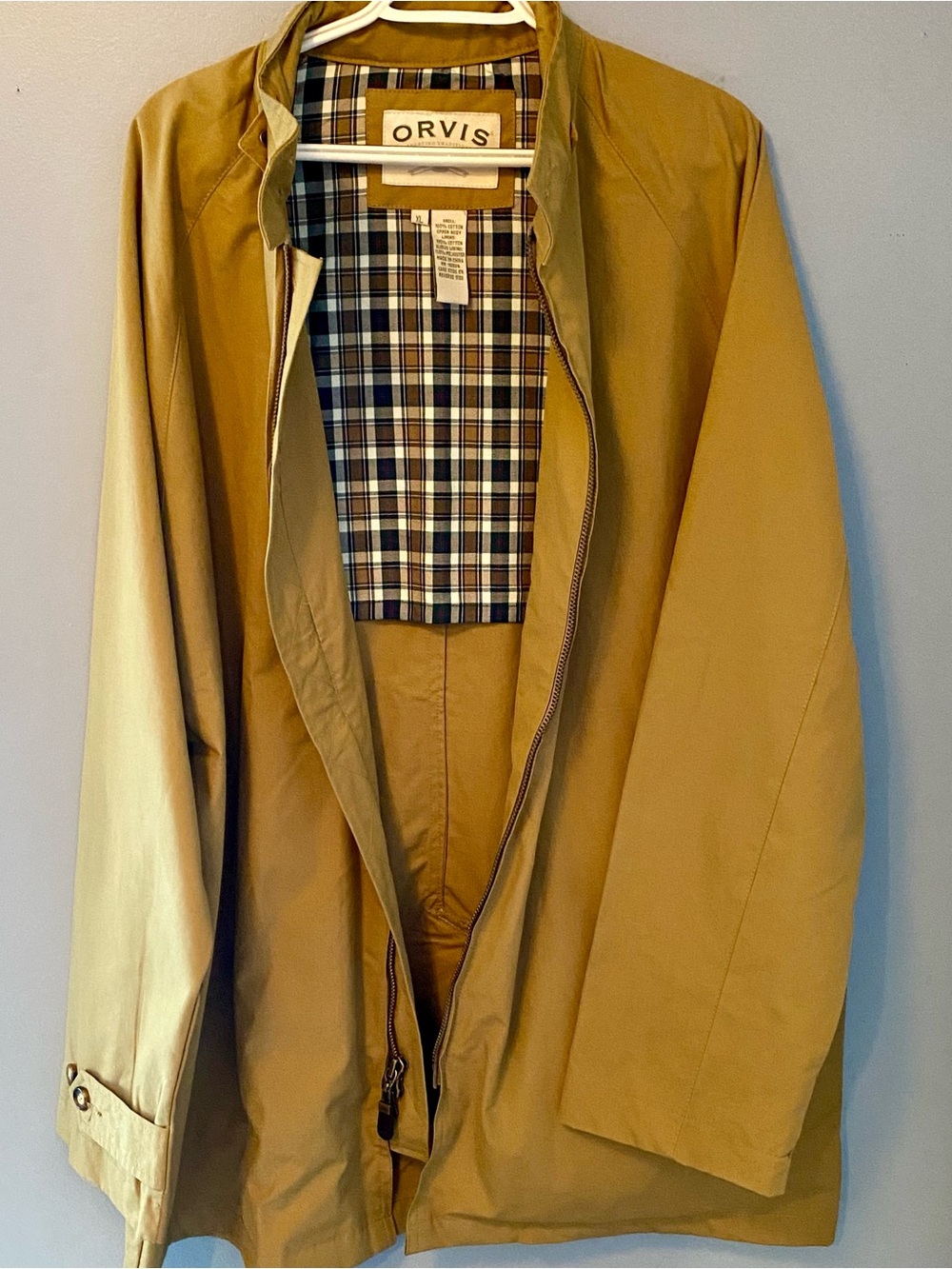 Tan Orvis Jacket Size XL with Hood